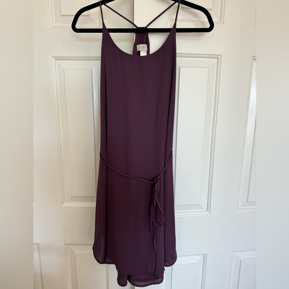 LOFT purple dress with waist tie (size XS)
